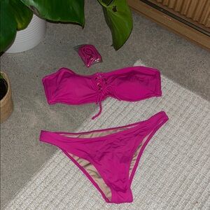 Pink Bandeau Bikini Set